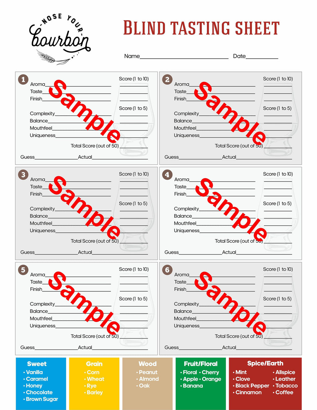 blind-tasting-sheet-pdf-download-nose-your-bourbon for Free Printable Whiskey Tasting Sheet Template Blind Tasting Sheet - PDF Download – Nose Your Bourbon® for Free Printable Whiskey Tasting Sheet Template