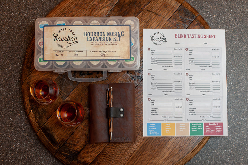 Expansion Kit Bundle with Bourbon Glasses, Leather Journal, Bourbon Barrel Pen, and Blind Tasting PDF