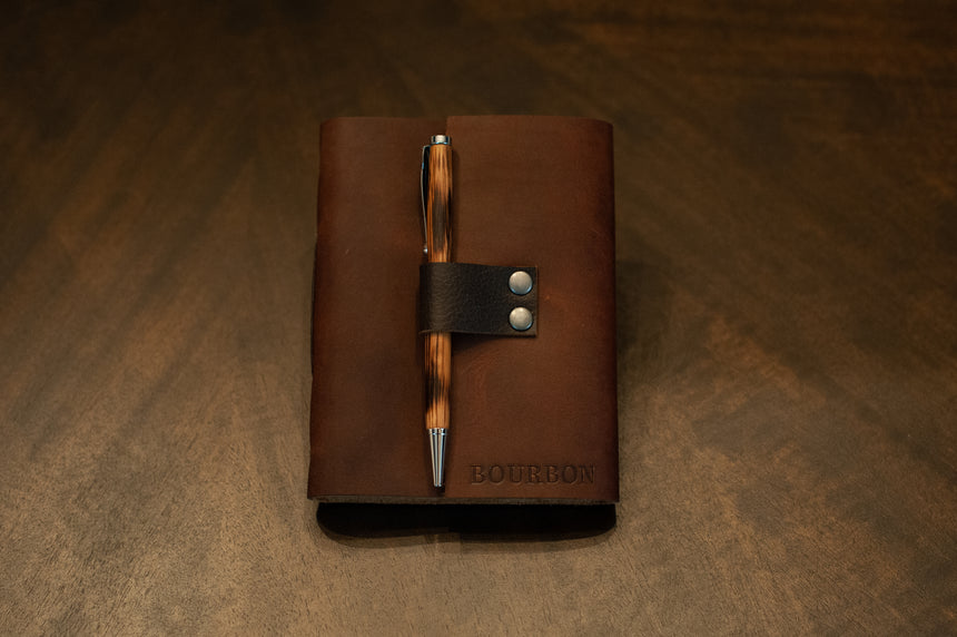 Leather Tasting Journal with Whiskey Barrel Pen